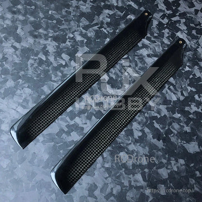 RJXHOBBY 290mm 3K Carbon Fiber Main Blades, Pair of RJXHOBBY 290mm 3K carbon fiber helicopter main blades with mounting holes and glossy finish