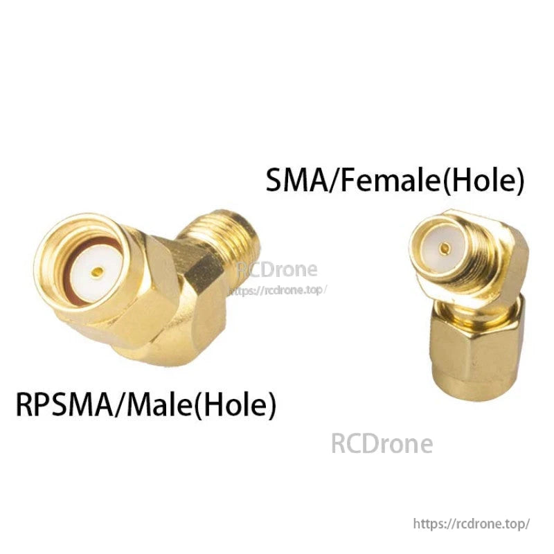 RJXHOBBY 2PCS 45° RF Adapter Connector, Gold 45° RF adapter connectors with SMA female (hole) and RP-SMA male (hole) ends