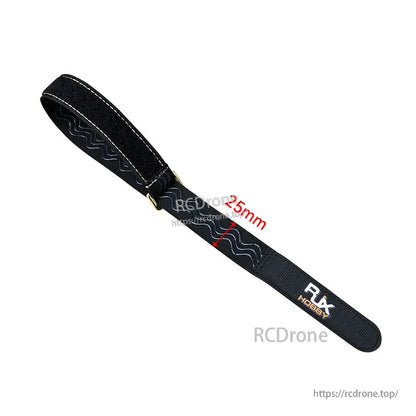 Black 25mm RJXHOBBY non-slip silicone battery strap with stitched edges and metal buckle