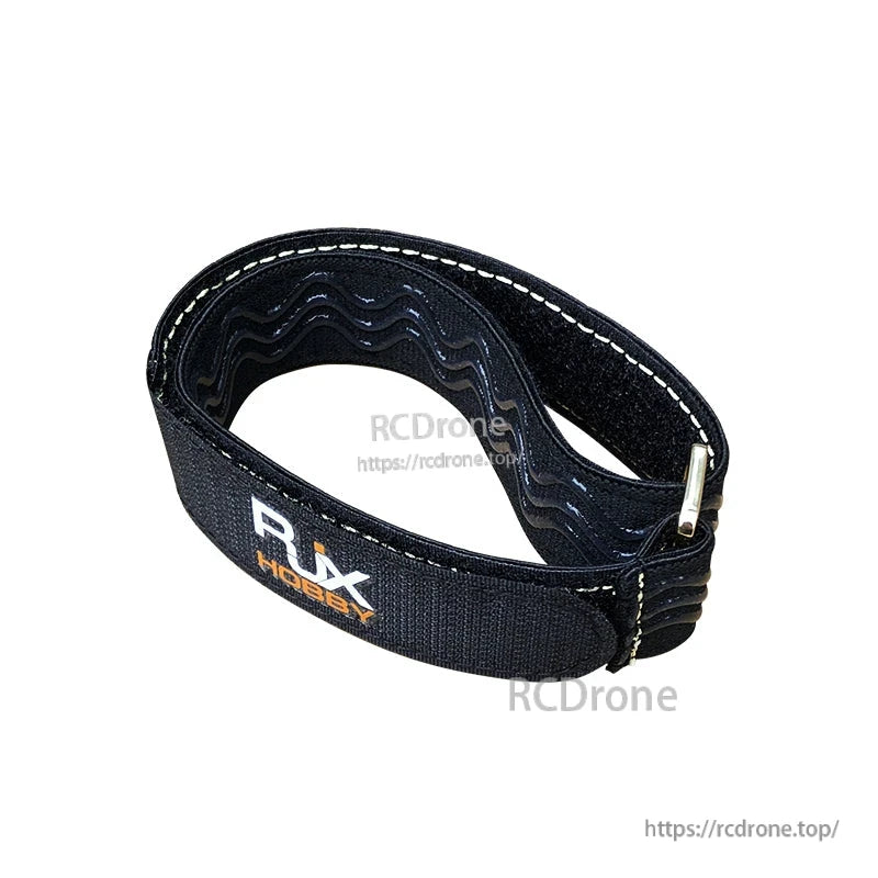 RJXHOBBY 25mm non-slip silicone battery strap with Kevlar stitching and zinc alloy buckle, black