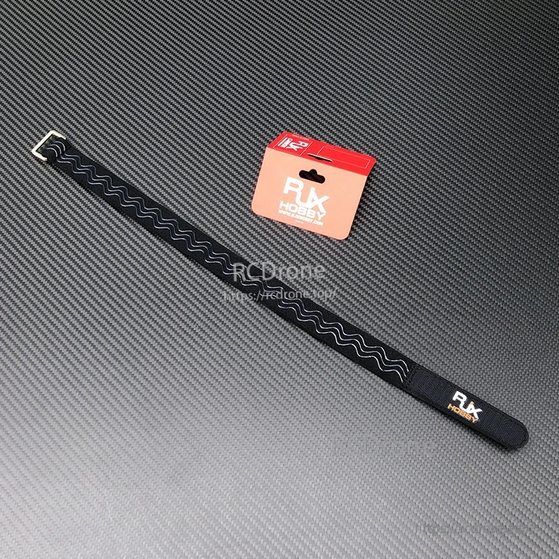 RJXHOBBY black battery strap with zigzag Kevlar-style stitching and a metal buckle