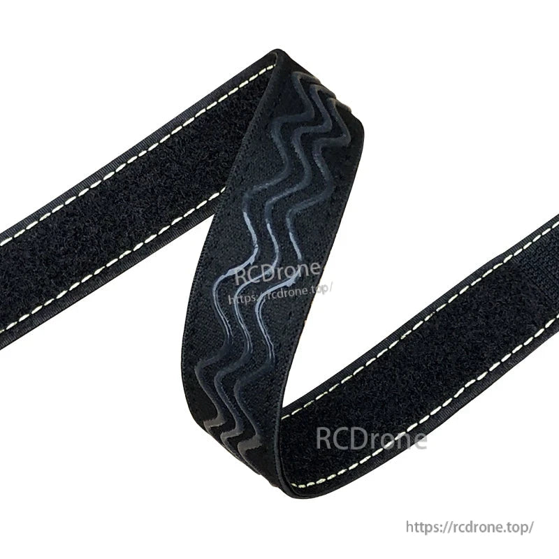 25mm black hook-and-loop battery strap with stitched edges and a non-slip silicone grip strip