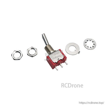 RJXHOBBY 2pcs 3-Position Reset Switch, 3-position reset switch with threaded shaft, 3 solder pins, and mounting nuts and washers