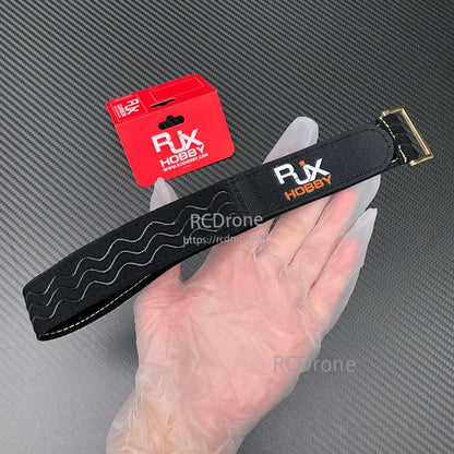 RJXHOBBY black 30mm non-slip silicone battery strap with stitched edging and metal buckle