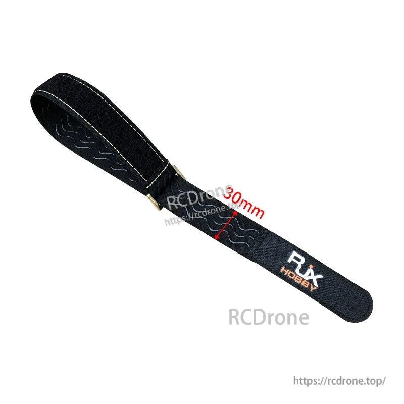 RJXHOBBY 30mm black non-slip silicone battery strap with stitched edges and metal buckle