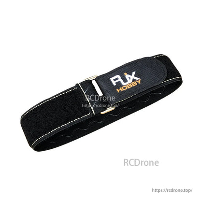 RJXHOBBY black non-slip battery strap with Velcro closure, white stitching, and metal buckle