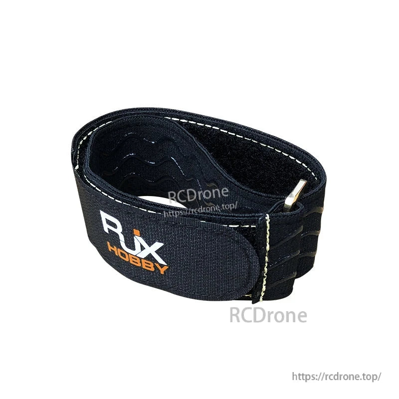 RJXHOBBY black non-slip silicone battery strap with white stitching and metal buckle for RC drones
