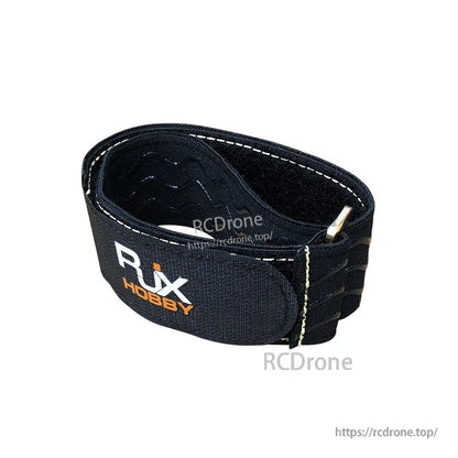 RJXHOBBY black non-slip silicone battery strap with white stitching and metal buckle for RC drones