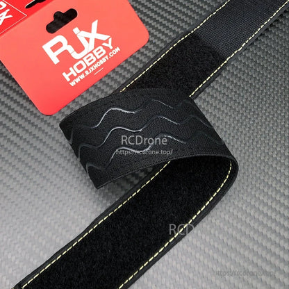 RJXHOBBY 40mm non-slip silicone battery strap with stitched edges and hook-and-loop closure