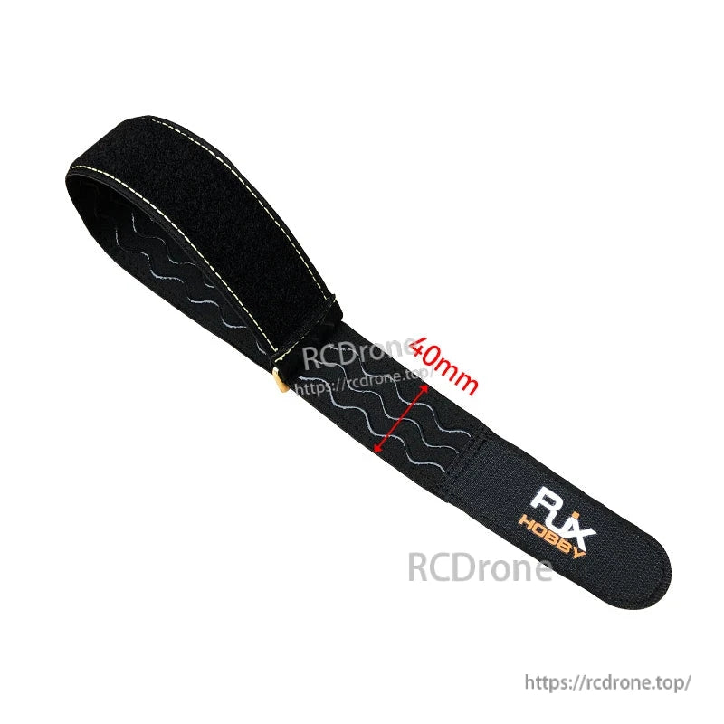 RXHOBBY 40mm wide non-slip silicone battery strap with stitched edges and metal buckle, black