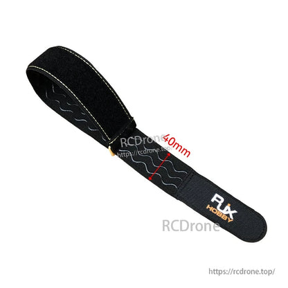 RXHOBBY 40mm wide non-slip silicone battery strap with stitched edges and metal buckle, black
