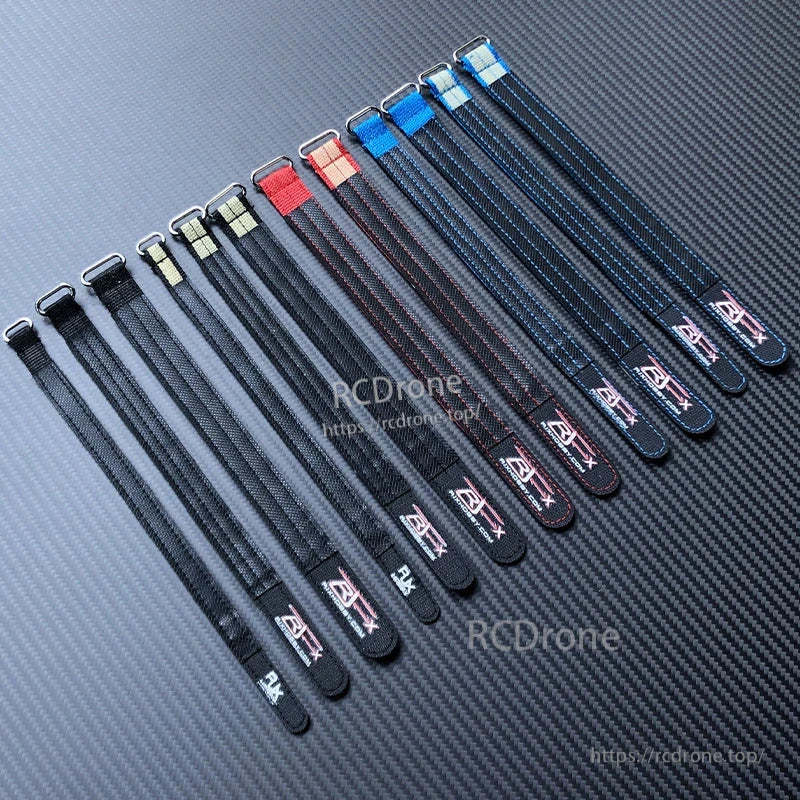 RJXHOBBY 2pcs Kevlar Battery Strap, RJXHOBBY woven battery straps with metal buckles and stitched loops, assorted lengths and colors for RC packs