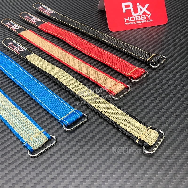 RJXHOBBY 2pcs Kevlar Battery Strap, RJXHOBBY Kevlar RC battery straps with metal buckle, woven fabric in assorted colors