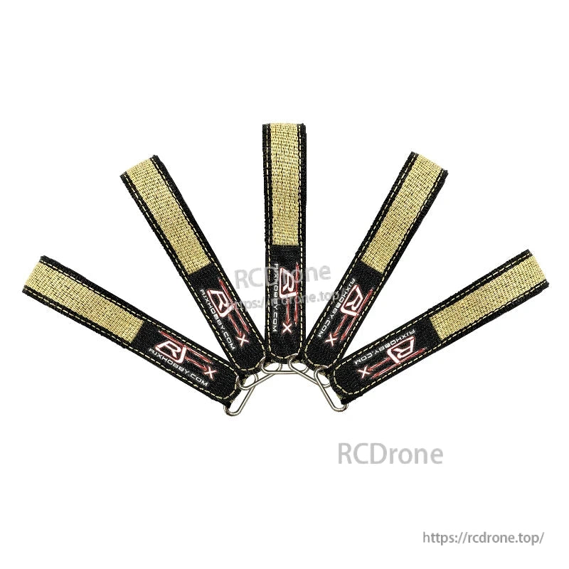 RJXHOBBY 2pcs Kevlar Battery Strap, RJXHOBBY Kevlar battery strap with black-and-gold webbing and metal buckle for RC LiPo mounting