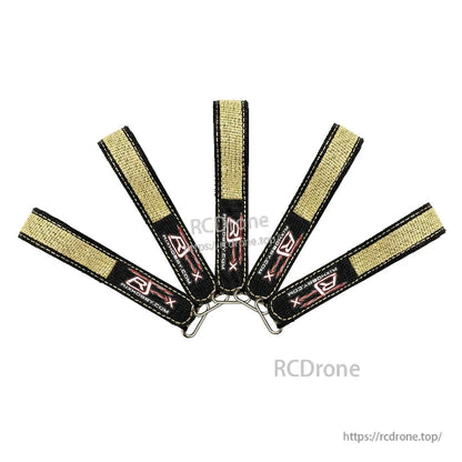 RJXHOBBY 2pcs Kevlar Battery Strap, RJXHOBBY Kevlar battery strap with black-and-gold webbing and metal buckle for RC LiPo mounting