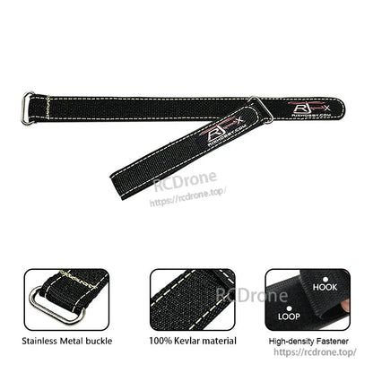 RJXHOBBY 2pcs Kevlar Battery Strap w/ Metal Buckle, 20mm Width, 150-1000mm Length (Black)