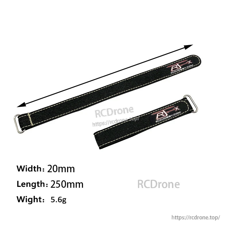 RJXHOBBY 2pcs Kevlar Battery Strap w/ Metal Buckle, 20mm Width, 150-1000mm Length (Black)