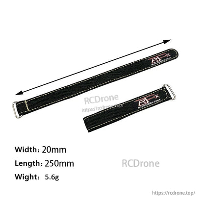 RJXHOBBY 2pcs Kevlar Battery Strap w/ Metal Buckle, 20mm Width, 150-1000mm Length (Black)