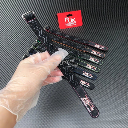 RJXHOBBY non-slip silicone battery strap with metal buckle and colored stitching for RC and FPV batteries
