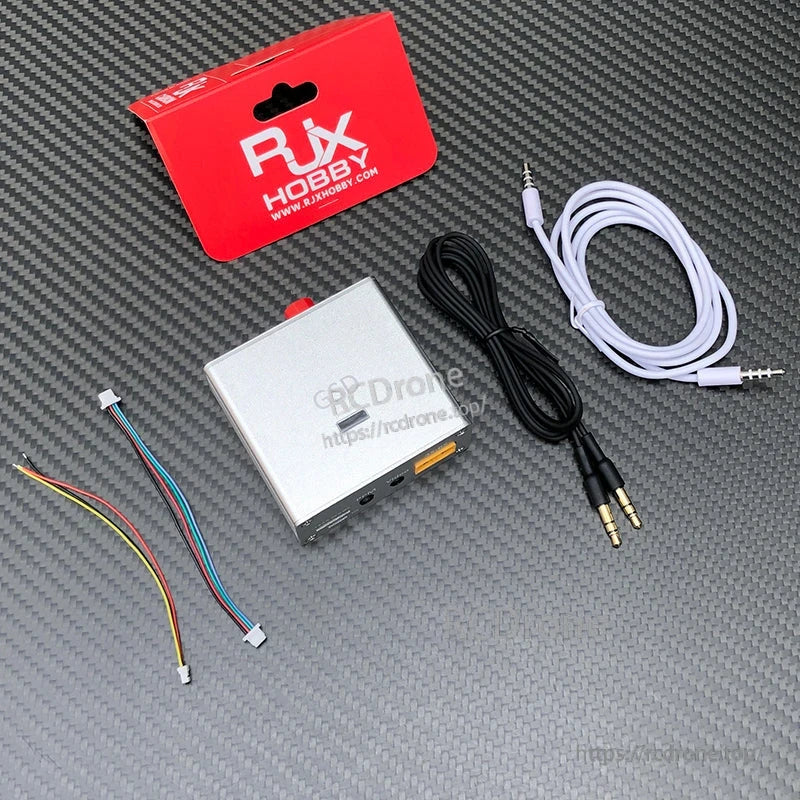 RJXHOBBY aluminum data link module kit with wiring harnesses and 3.5mm jack cables for FPV drones