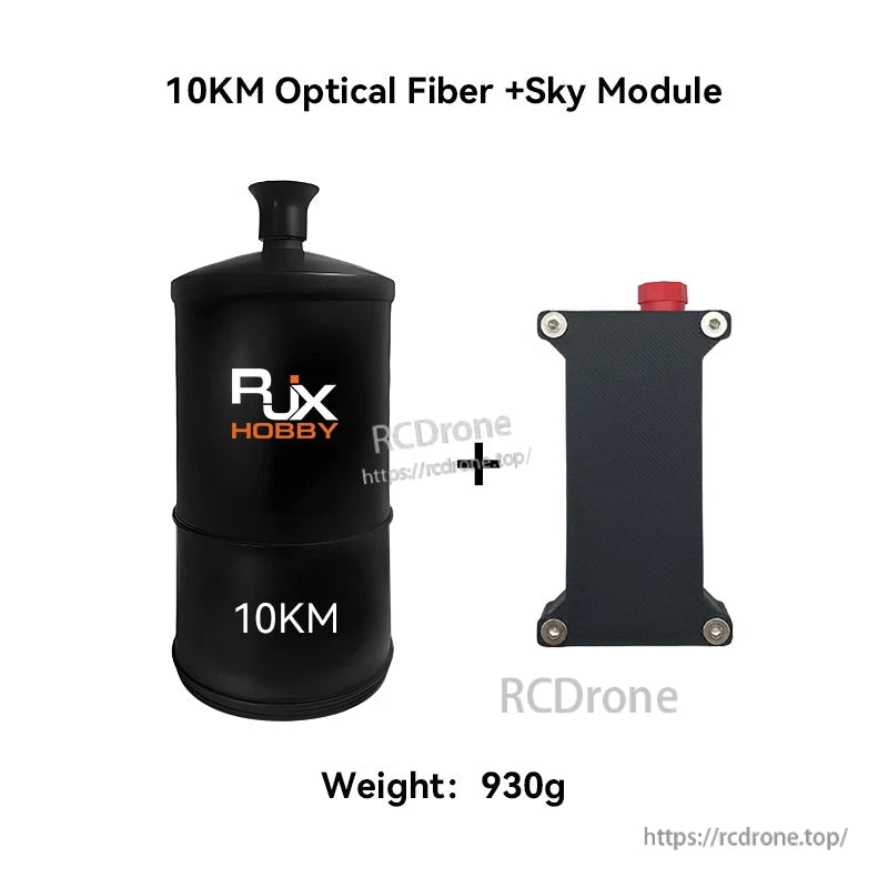 RJXHOBBY 10KM optical fiber spool with Sky module, black canister reel and rectangular mounting plate