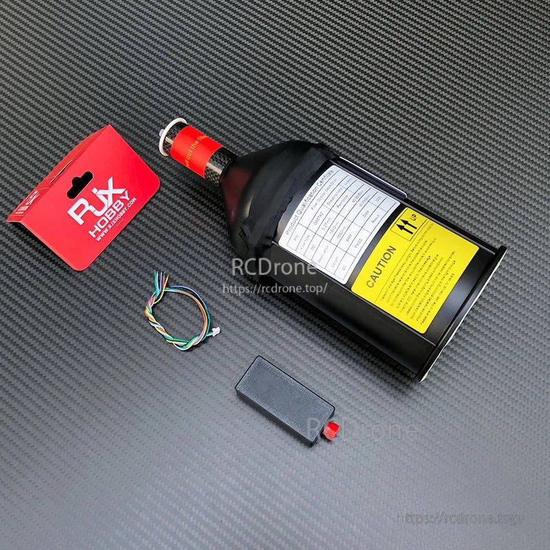 RJXHOBBY fiber-optic data link module spool kit with black reel, FC-style connector, wiring harness and box