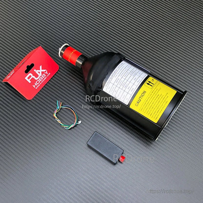 RJXHOBBY fiber-optic data link module spool kit with black reel, FC-style connector, wiring harness and box