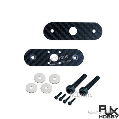 Carbon fiber folding propeller hub plates with mounting holes, washers, and screws for UAV prop setup