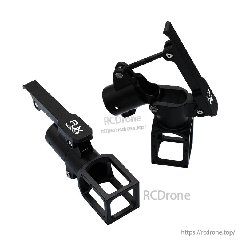 RJXHOBBY 30mm folding side arm clamp for plant protection UAV, black mount with hinged bracket and hardware