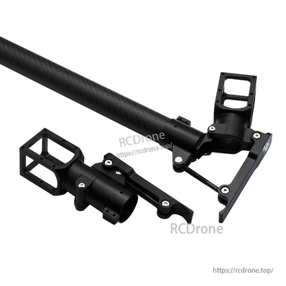 RJXHOBBY 30mm folding side arm assembly with carbon tube, hinge clamp, and mounting brackets for UAV multicopter