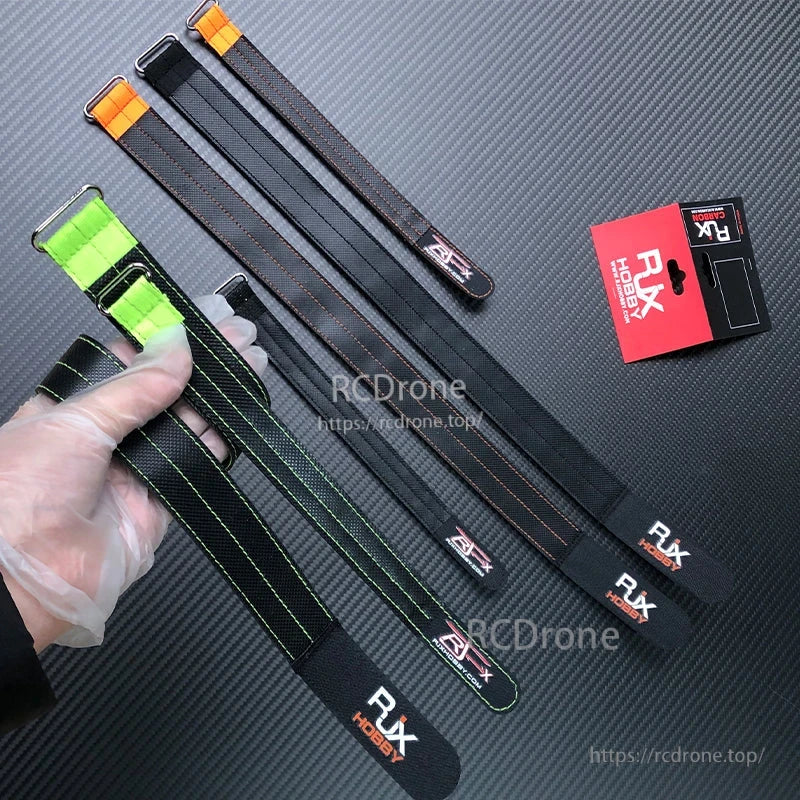 RJXHOBBY 30mm Kevlar Battery Strap, RJXHOBBY 30mm battery straps with metal buckles, black and green options, for securing LiPo packs on RC frames