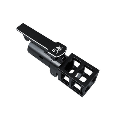 RJXHOBBY black aluminum folding side arm for UAV multicopter, with hinge bracket and clamp-style mount end