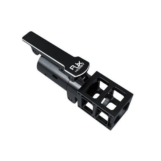 RJXHOBBY black aluminum folding side arm for UAV multicopter, with hinge bracket and clamp-style mount end