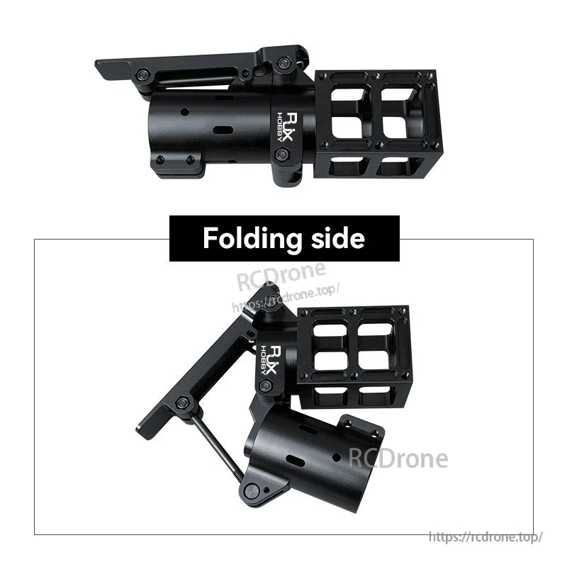 RJXHOBBY black aluminum 35mm folding side arm clamp for UAV multicopter, with hinged mount and bracket