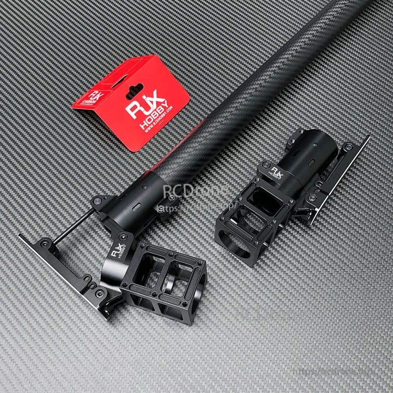 RJXHOBBY folding side arm assembly with carbon fiber tube and black aluminum mounting brackets for UAVs