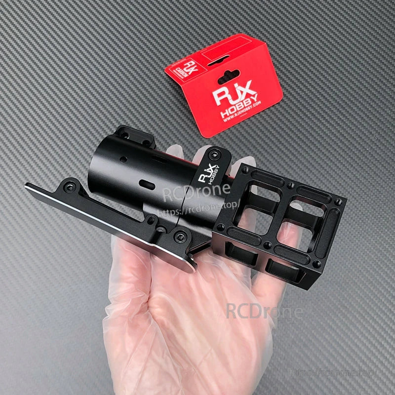 RJXHOBBY black aluminum folding side arm assembly for UAV drone, with 35mm tube clamp and mounting bracket