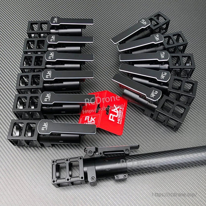 Black RJXHOBBY folding side arm assembly for UAV multicopter, aluminum hinge with mounting bracket