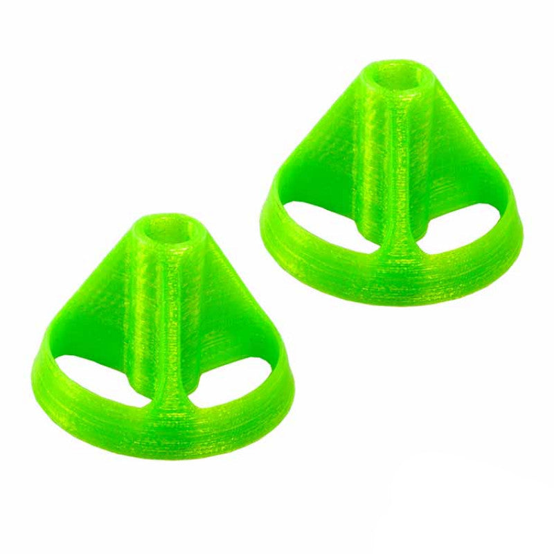 Two green 3D-printed RC transmitter stick rocker covers for Flysky TH9X and FrSky X7/X9D radios