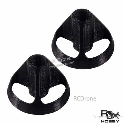 Two black 3D-printed RC transmitter rocker/stick covers with wide ring grip design (2pcs)