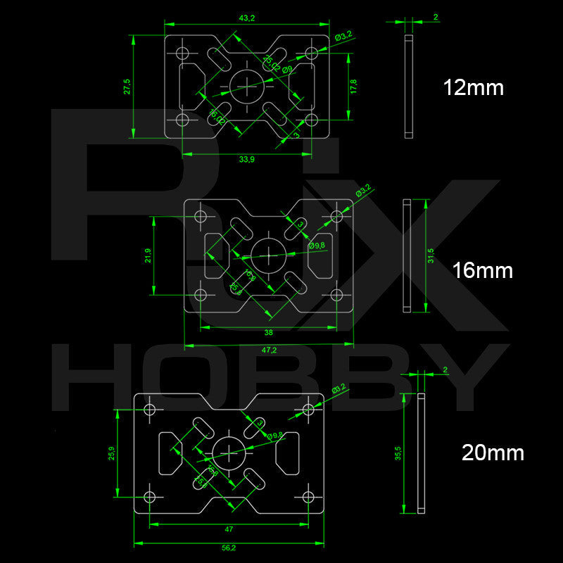 RJXHOBBY 1pcs 3K Carbon Fiber Plate Motor Fixed Mount Clip Holder Bracket for 12/16/20/22/25/30mm Tube Clamp RC Drone DIY