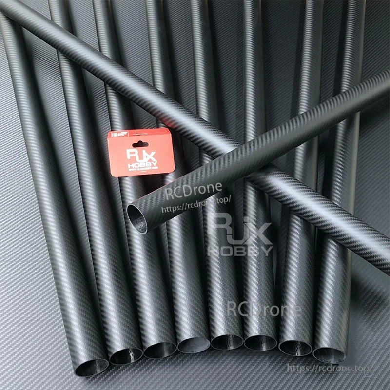 RJXHOBBY 3K carbon fiber round tube with twill weave finish, hollow open end, 1000mm length