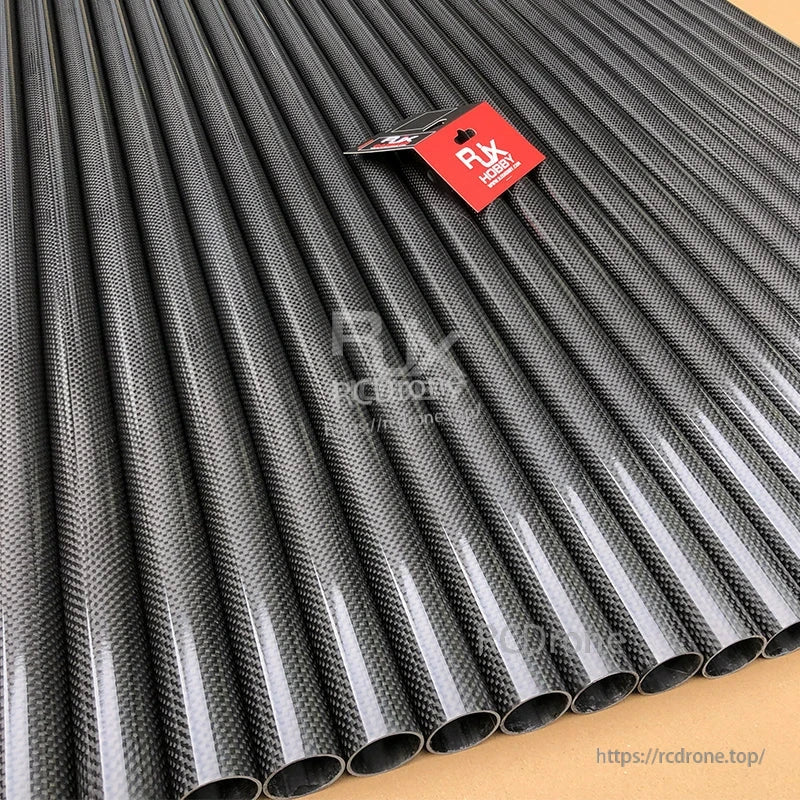 RJXHOBBY 3K Carbon Fiber Round Tube, RJXHOBBY carbon fiber round tubes with woven 3K finish, bundled together in 1000mm length