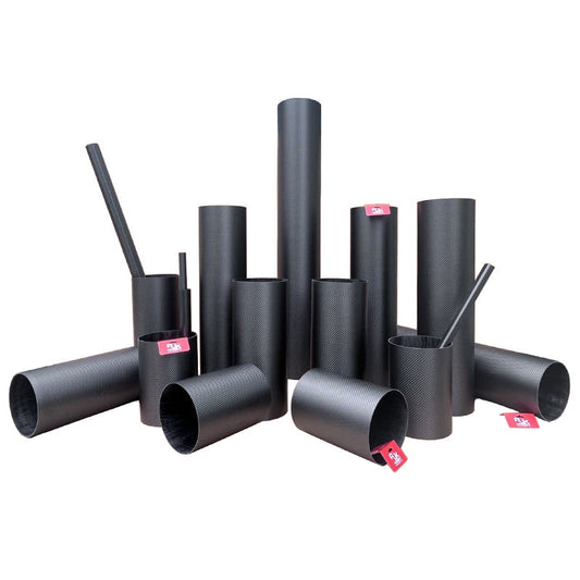 RJXHOBBY 3K Carbon Fiber Round Tube, Assorted 3K carbon fiber round tubes in different diameters, black woven finish, cut to various lengths