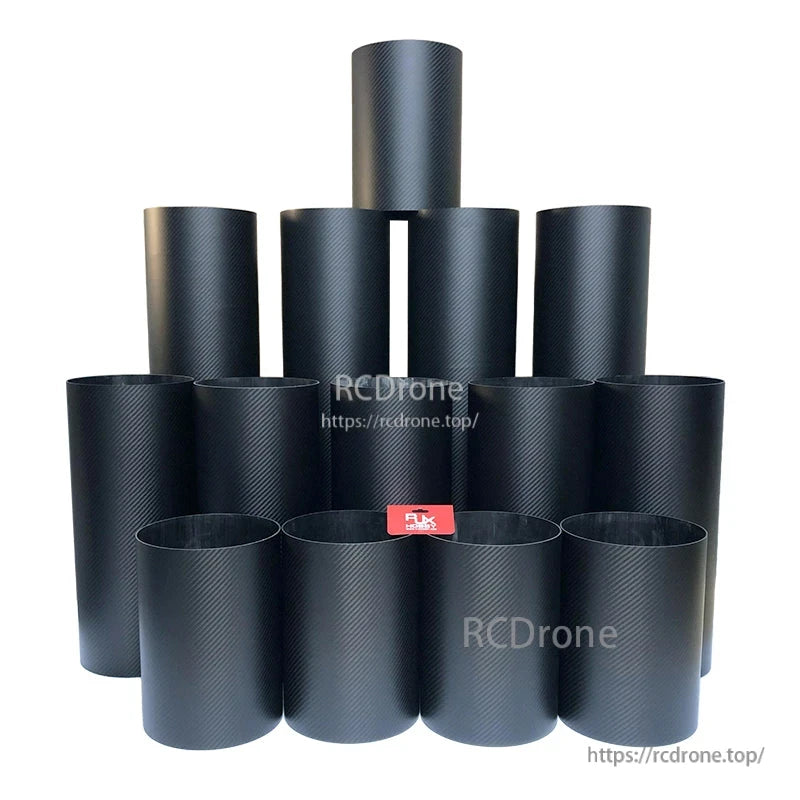 RJXHOBBY 3K Carbon Fiber Round Tube, Assorted 3K carbon fiber round tubes in multiple diameters with woven finish, grouped for selection