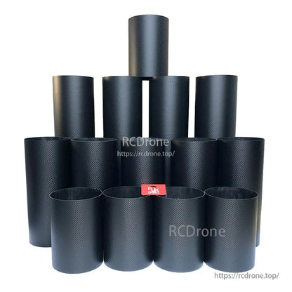 RJXHOBBY 3K Carbon Fiber Round Tube, Assorted 3K carbon fiber round tubes in multiple diameters with woven finish, grouped for selection