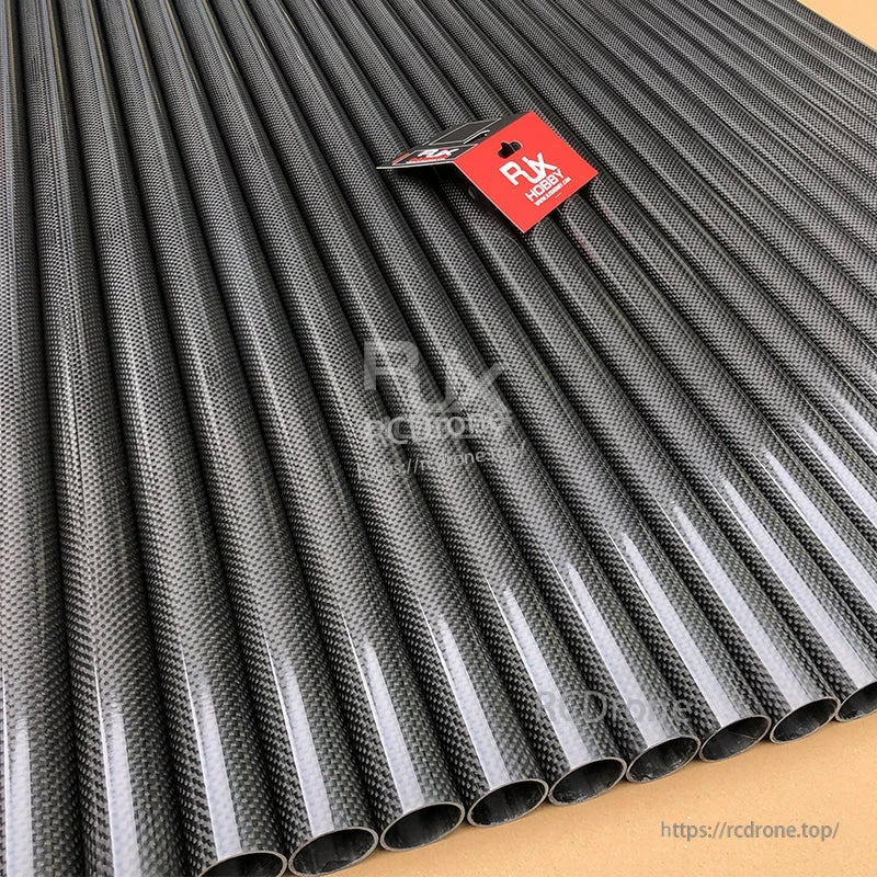 RJXHOBBY 3K carbon fiber round tubes with woven finish, lightweight hollow tubing for RC and DIY builds
