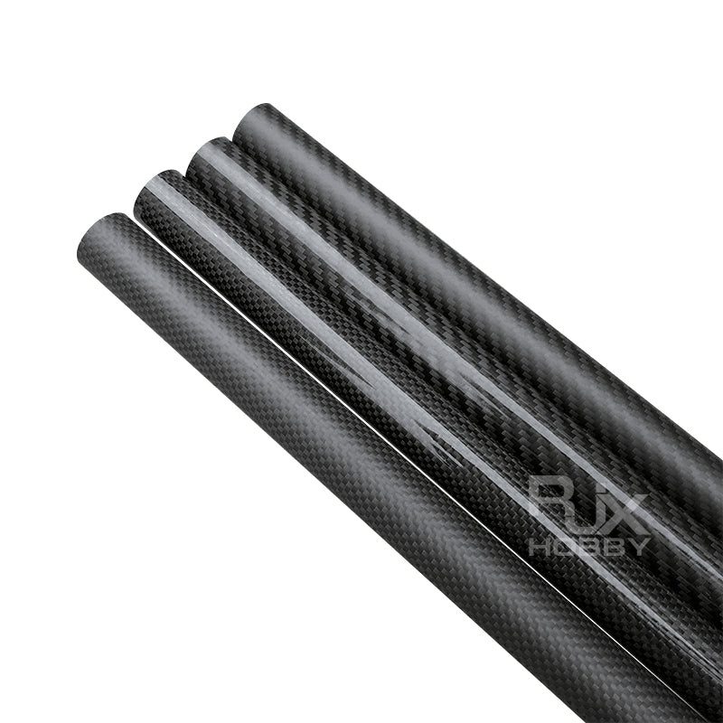 RJXHOBBY 3K Carbon Fiber Round Tube, Three 3K carbon fiber round tubes with woven finish, RJXHOBBY lightweight tubular rods