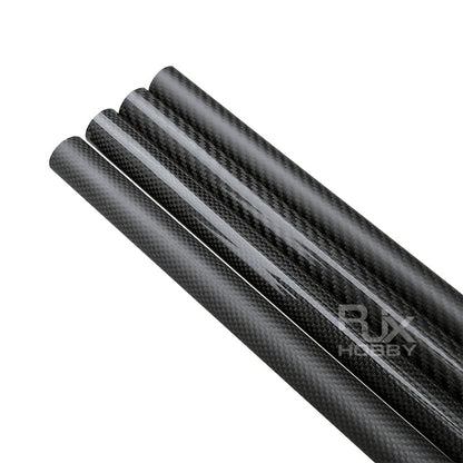 RJXHOBBY 3K Carbon Fiber Round Tube, Three 3K carbon fiber round tubes with woven finish, RJXHOBBY lightweight tubular rods