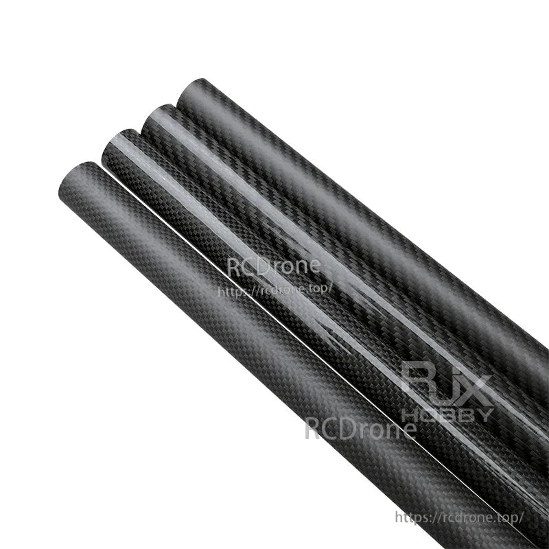 RJXHOBBY 3K Carbon Fiber Round Tube, 3K carbon fiber round tubes with woven finish for RC and DIY frame builds