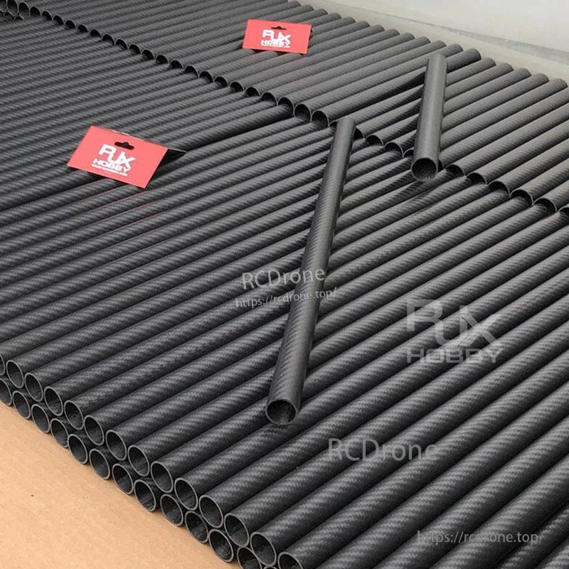 RJXHOBBY 3K carbon fiber round tubes with woven finish, hollow design, bundled in multiple lengths